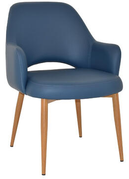 Blue Vinyl with Light Oak Metal Legs