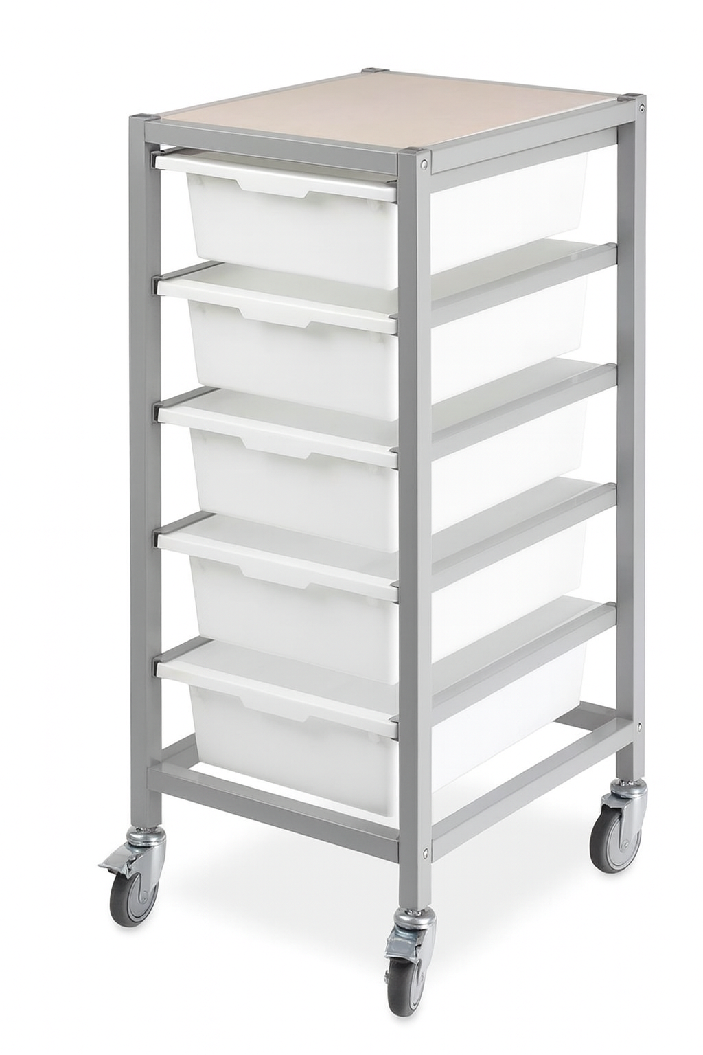 With 5 White Tote Trays