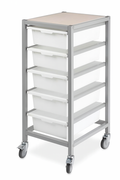 With 5 White Tote Trays