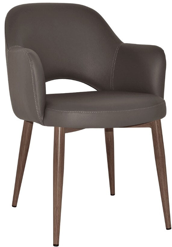 Charcoal Vinyl with Light Walnut Metal Legs