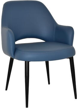 Blue Vinyl with Black Metal Legs