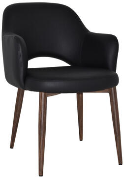 Black Vinyl with Light Walnut Metal Legs