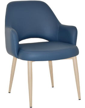 Blue Vinyl with Birch Metal Legs