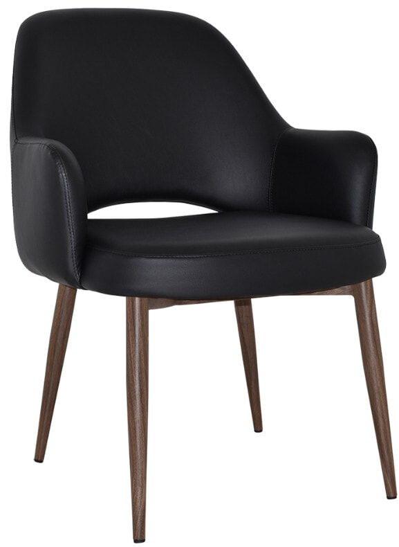 Black Vinyl with Light Walnut Metal Legs