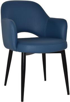 Blue Vinyl with Black Metal Legs