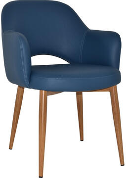 Blue Vinyl with Light Oak Metal Legs
