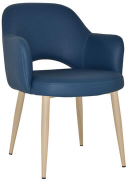 Blue Vinyl with Birch Metal Legs