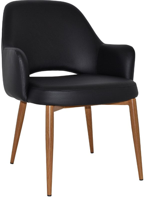 Black Vinyl with Light Oak Metal Legs
